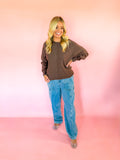 Soft Stitch Front Seam Sweater in Brown