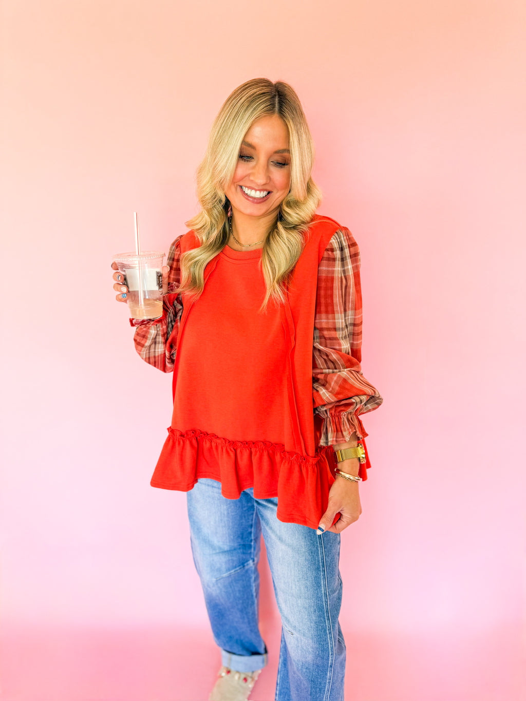 Pumpkin Plaid Blouse