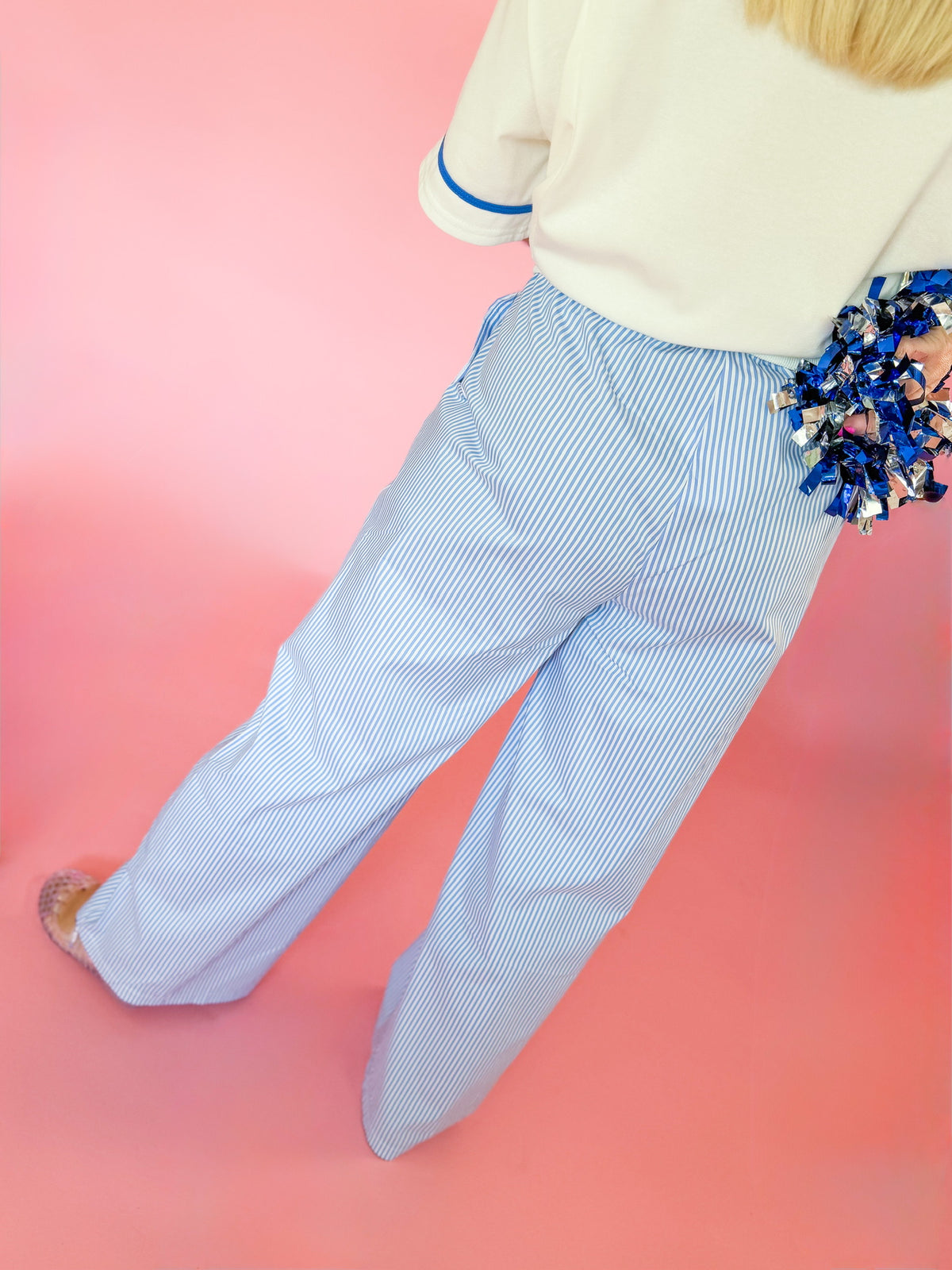 The Breeze Stripe Pants in Light Blue