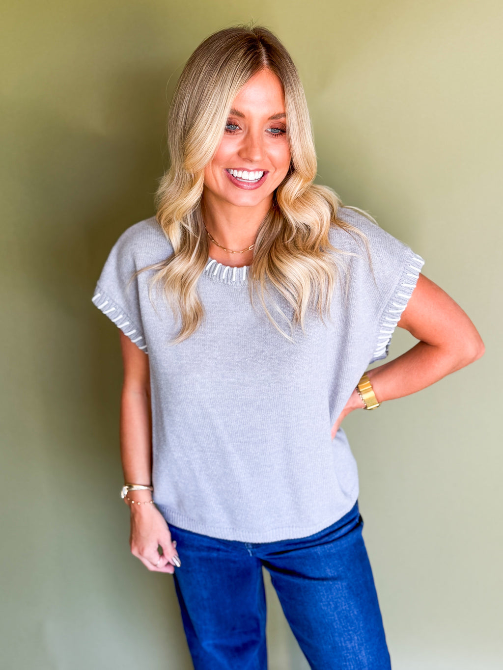 The Light Grey Stitch Top