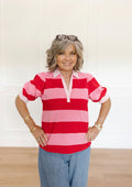 Pinstripe Puff Blouse