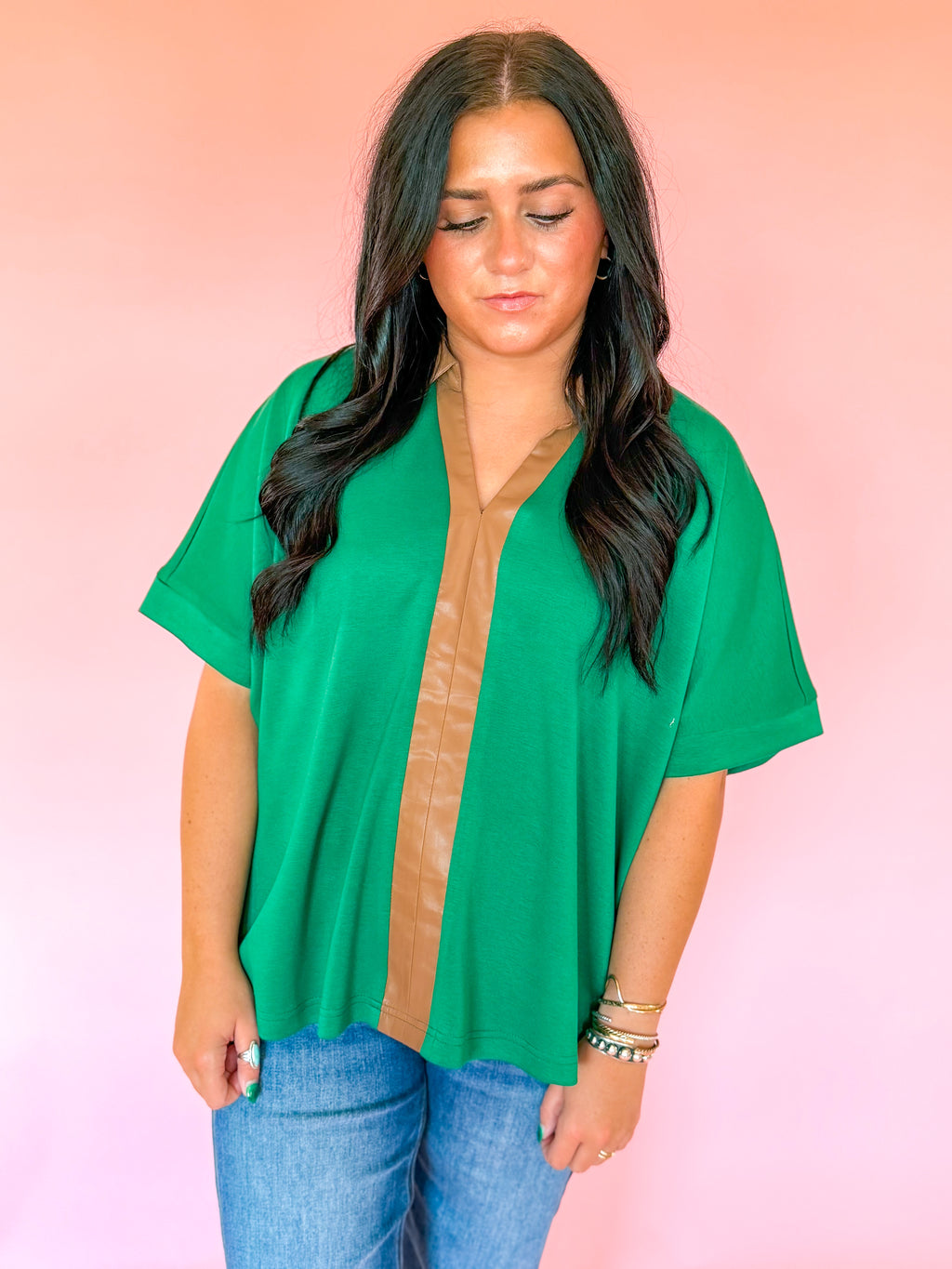 Forest & Camel Chic Top