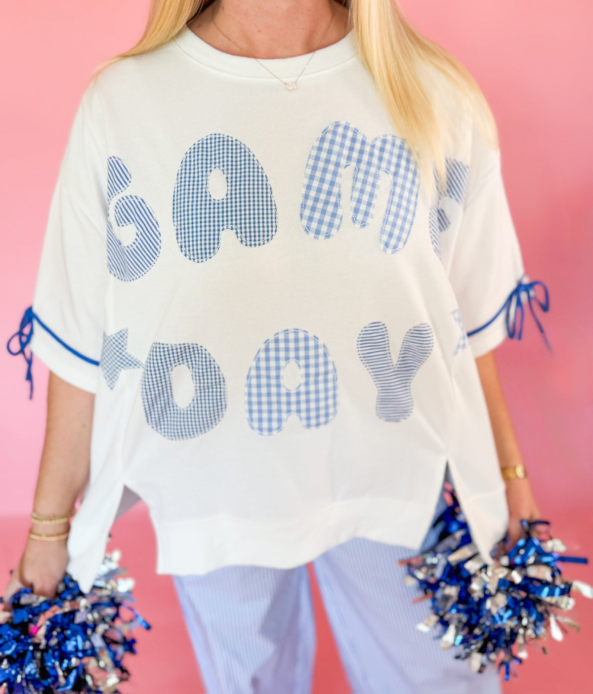 Mixed Match Check & Stripe Game Day Sweatshirt