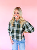 Evergreen & Camel Plaid Top