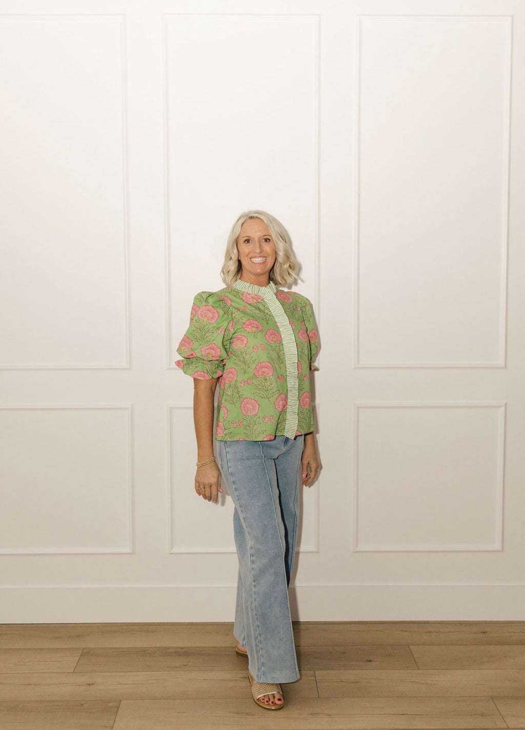 Fresh Matcha Floral Blouse