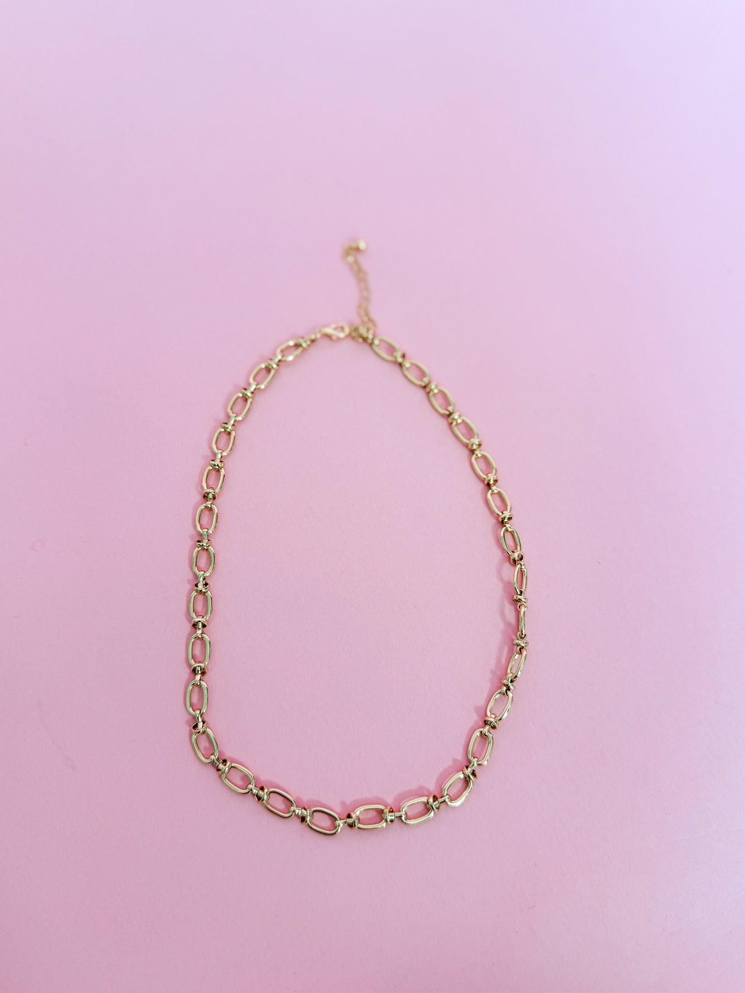 Gold Tone Oval Link Chain Necklace