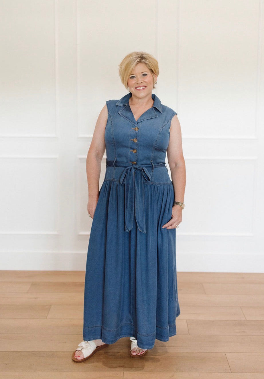Belted Denim Dress
