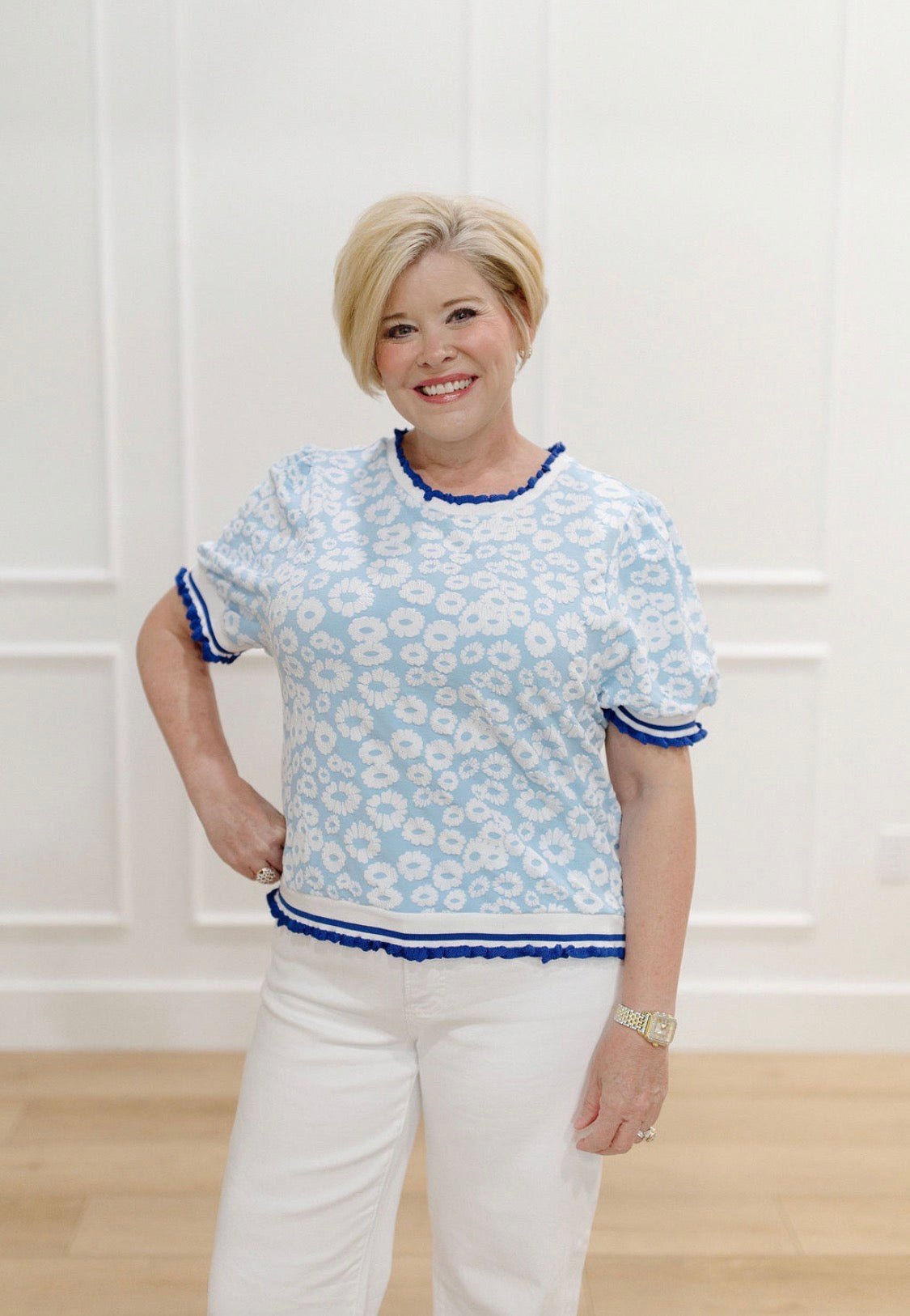 Blue Petal Charm Top
