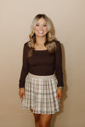 Neutral Notes Plaid Skirt