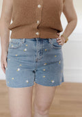 Flower Market Denim Shorts