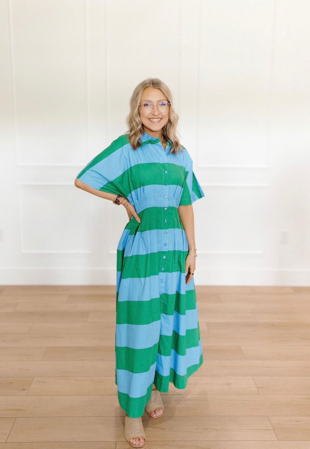 Saltwater Stripe Button Dress