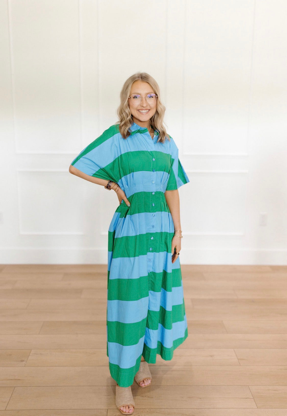 Saltwater Stripe Button Dress