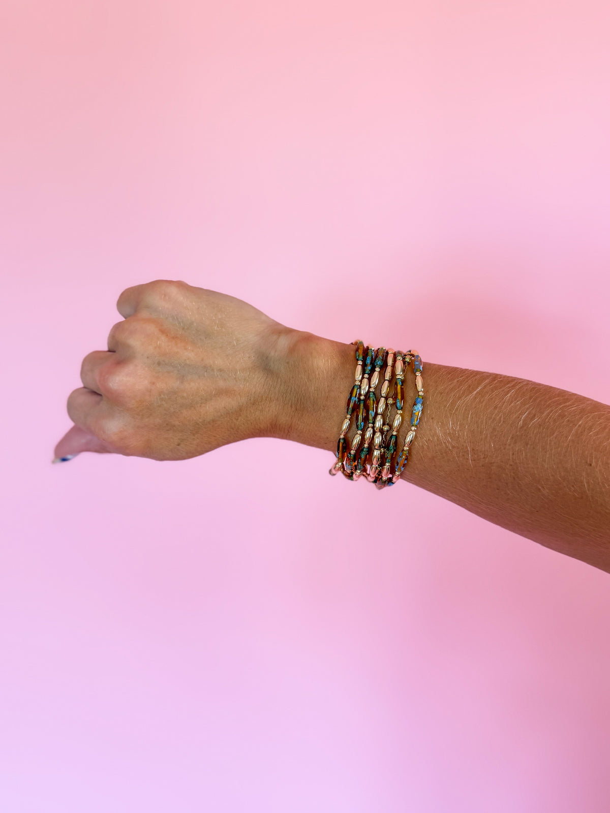 Speckled Acrylic Oval Beaded Bracelets