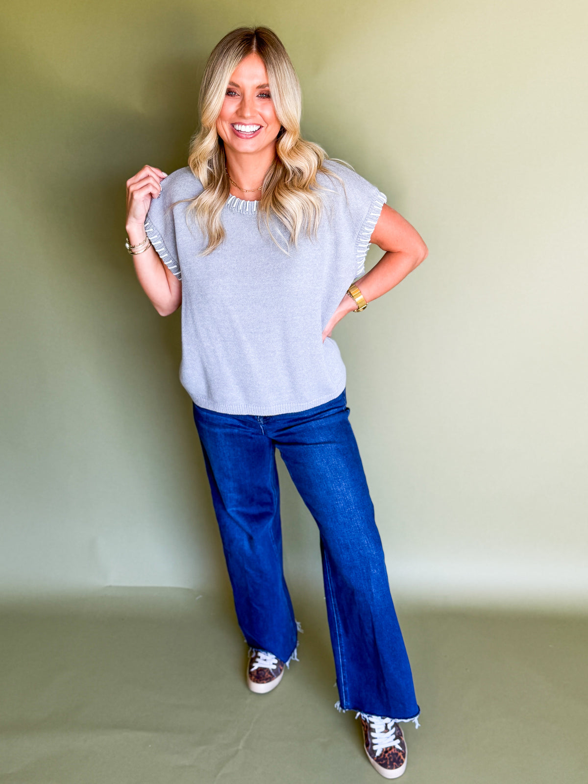 The Light Grey Stitch Top