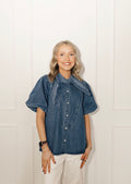 The Scarfed Button Top
