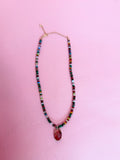 Green Stone Disc Pendant Necklace