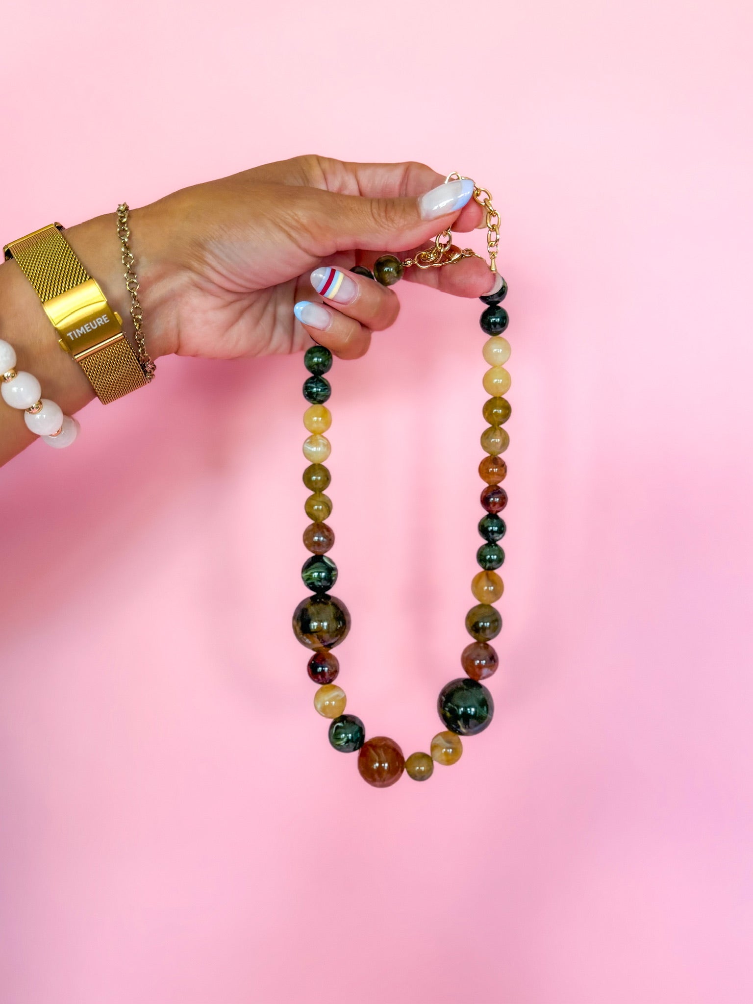 Olive Marbled Necklace