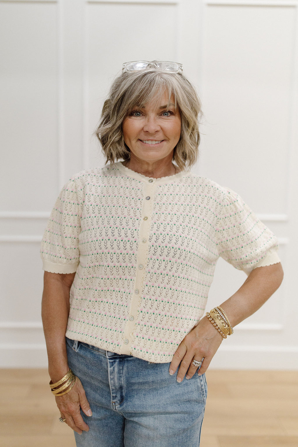 Cream Puff Floral Sweater
