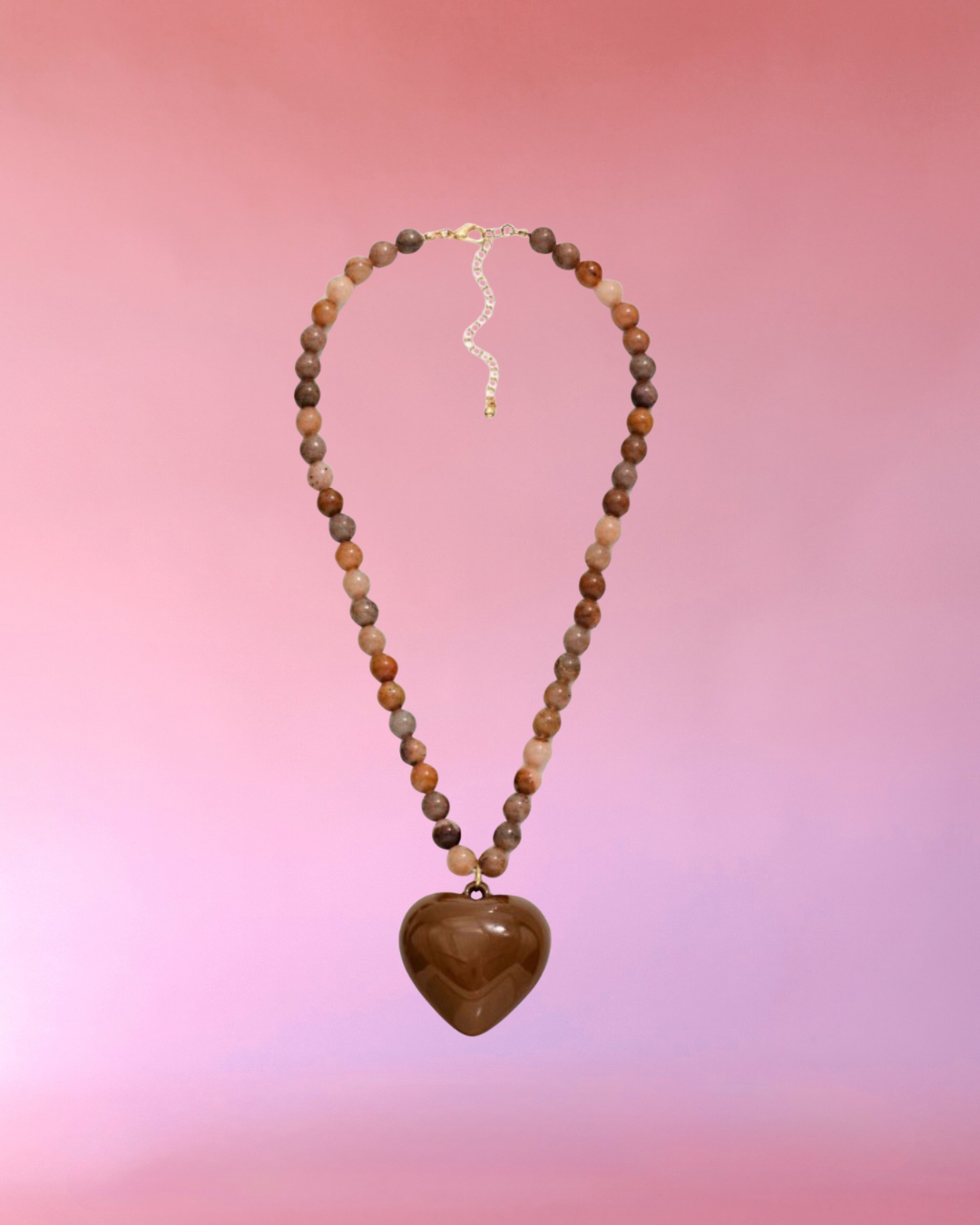 Mocha Heart Pendant Necklace