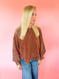 Double Ribbed Pullover in Rust