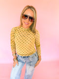 Olive & Sand Polka Dot Top