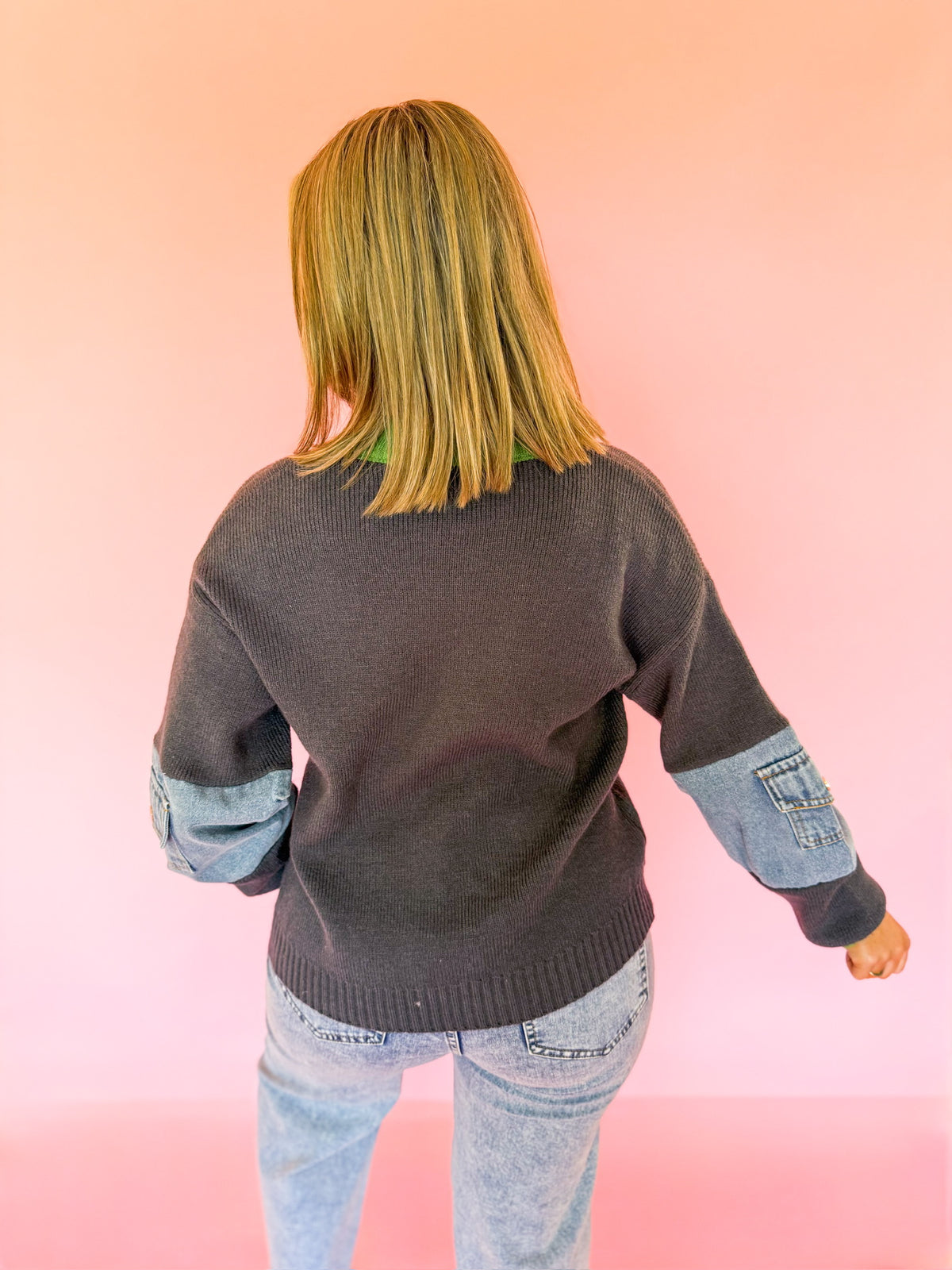Denim Accent Sweater