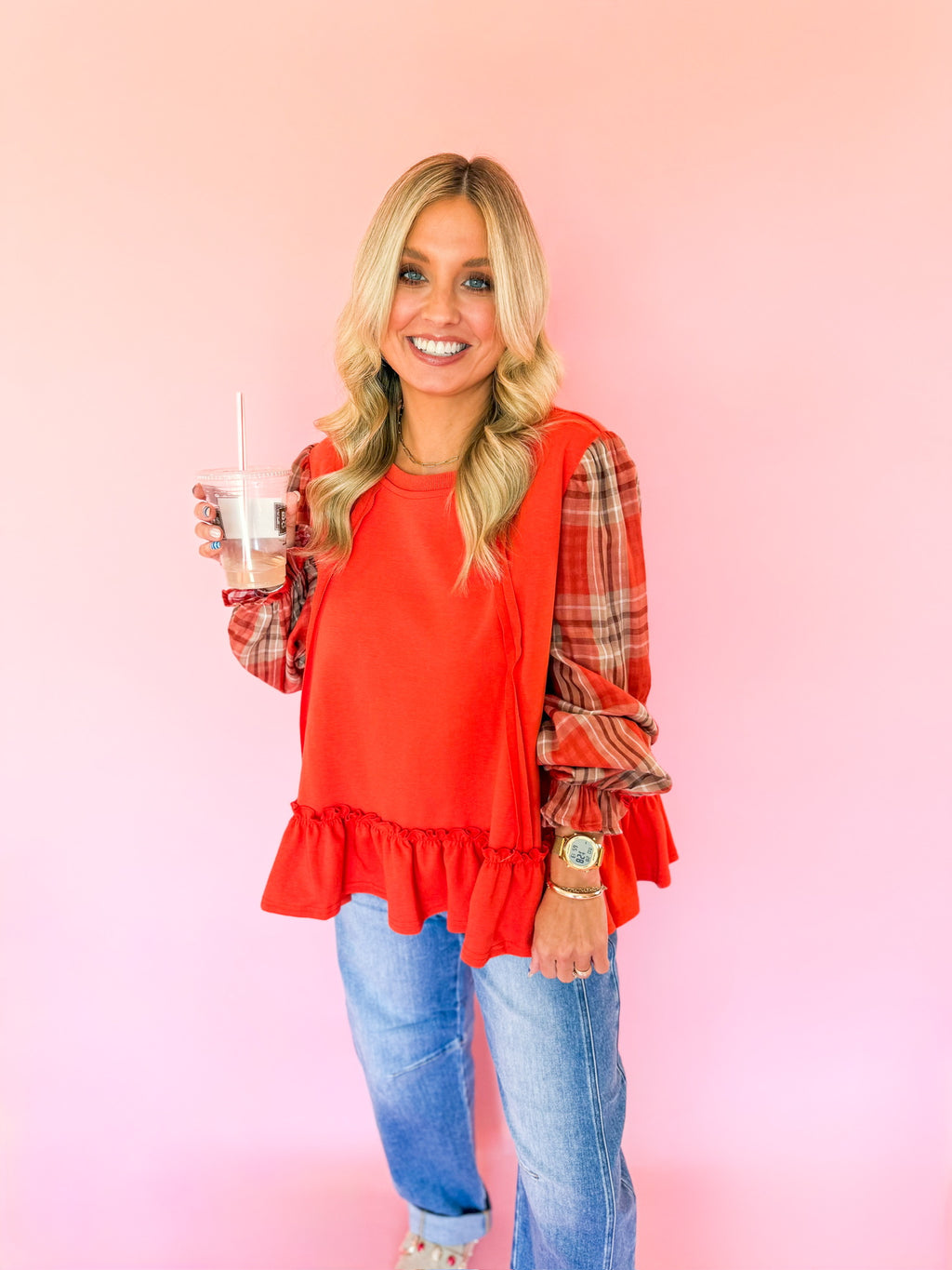 Pumpkin Plaid Blouse