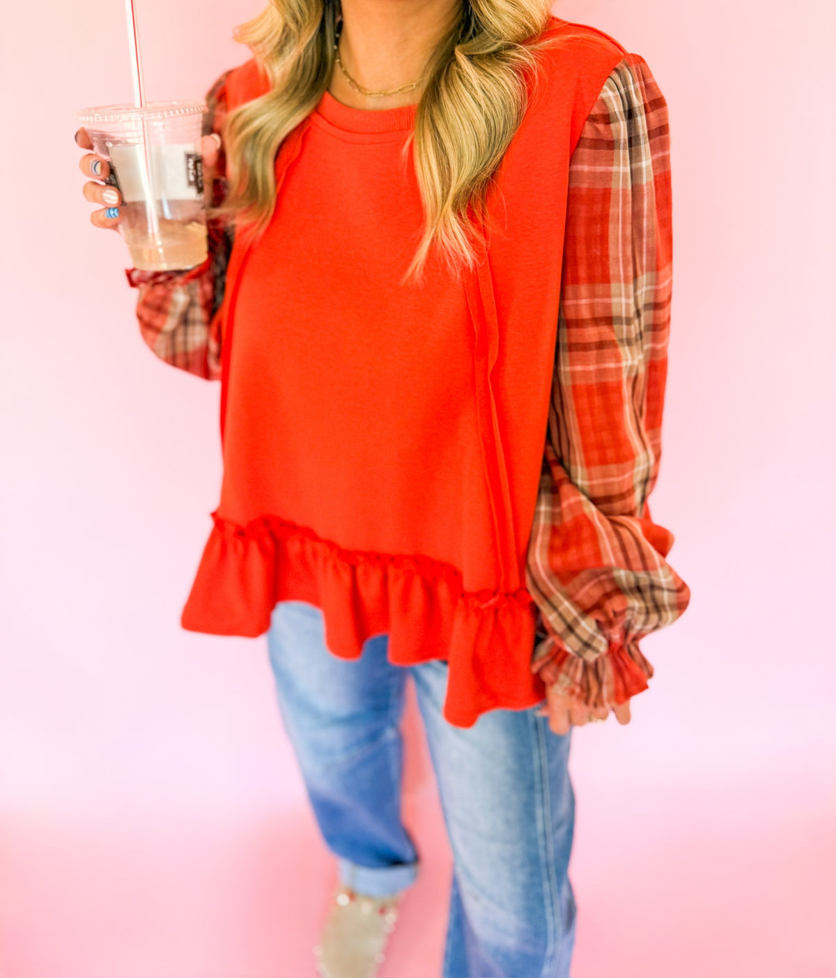 Pumpkin Plaid Blouse