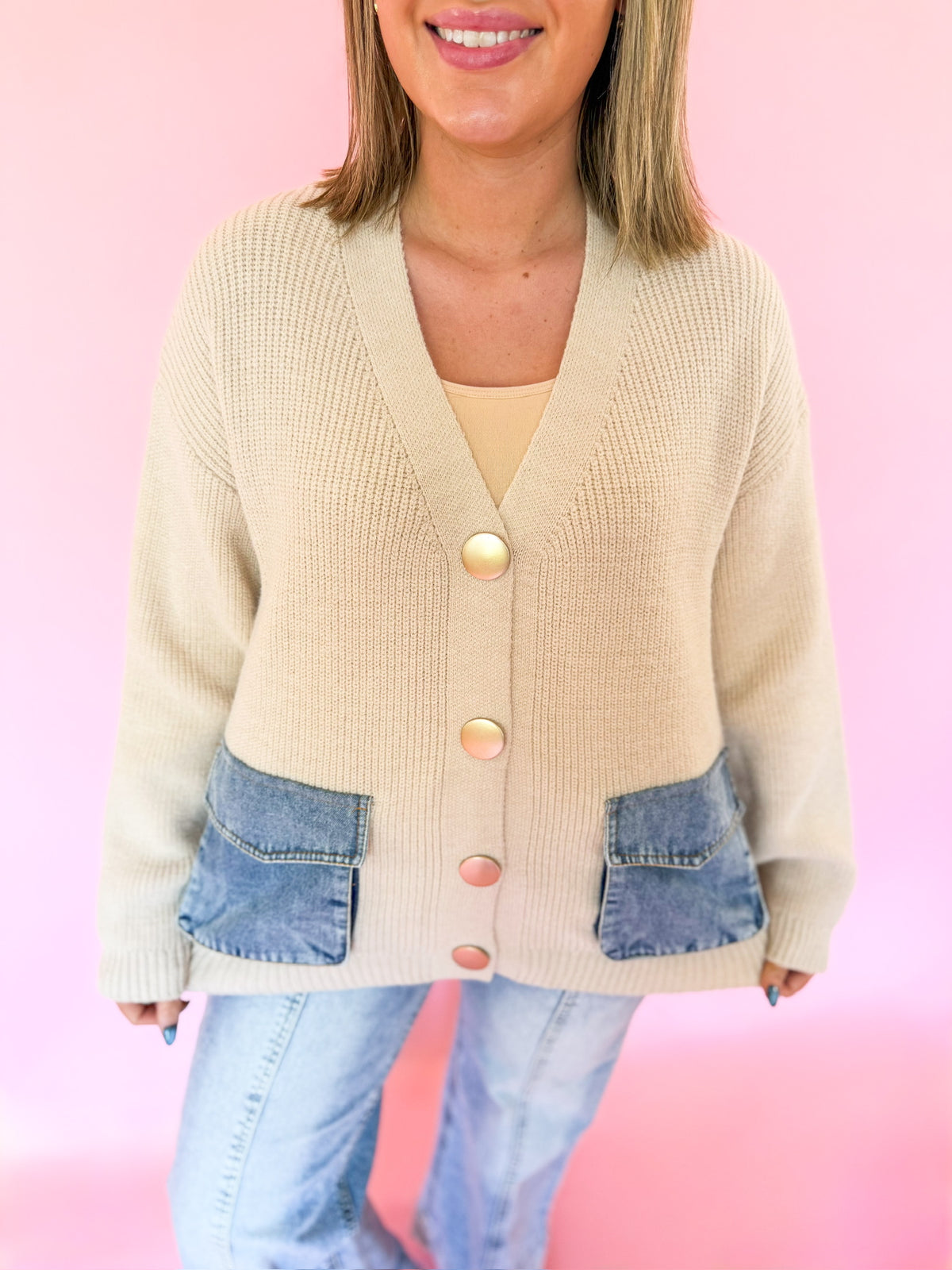 Pocketful of Denim Cardigan