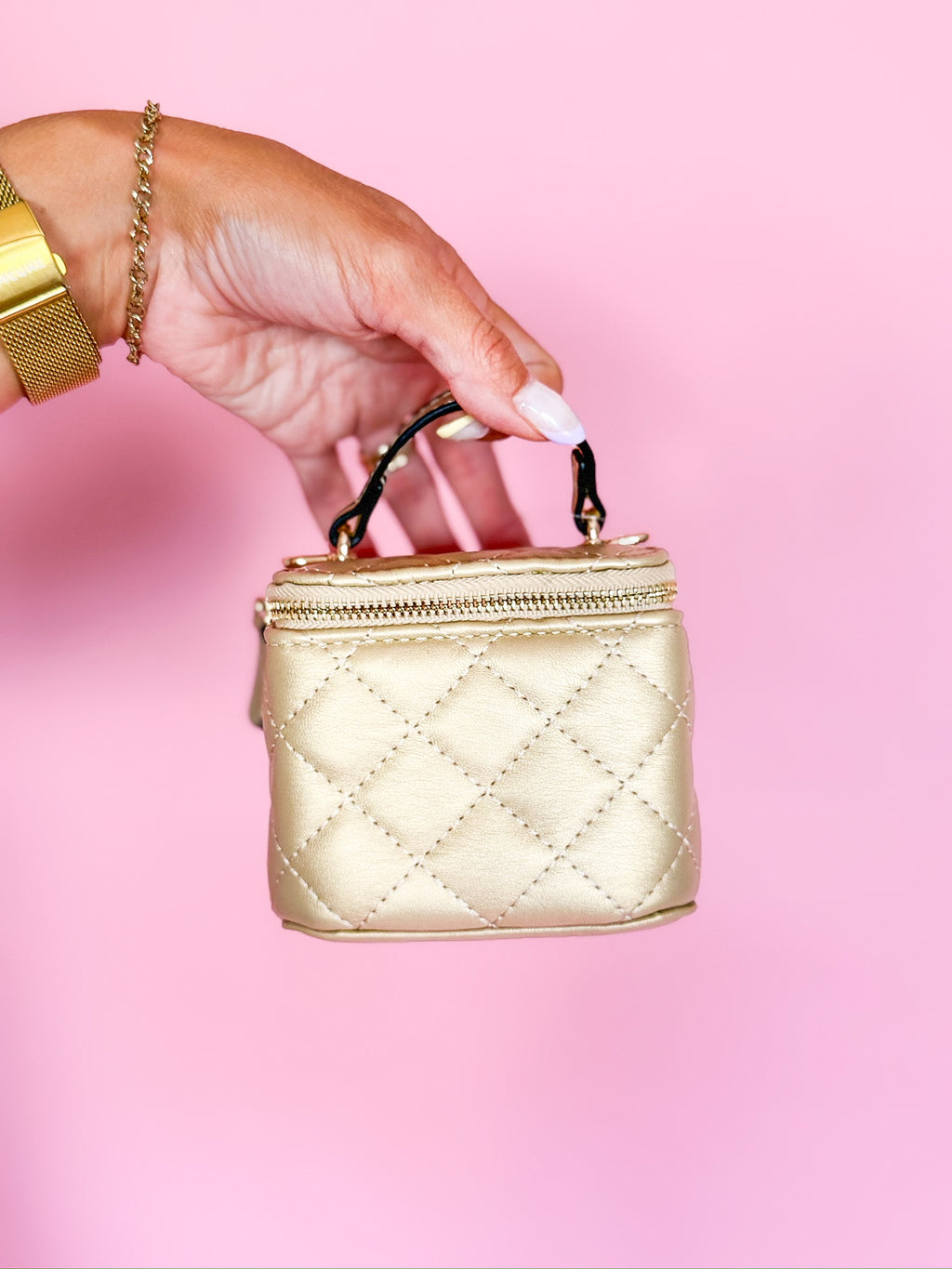 Quilted Vegan Leather Mini Tote Crossbody Bag