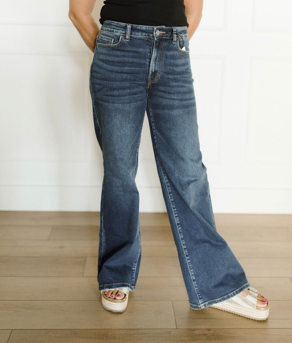 Dark Wash Wide-Leg Zenana Jean