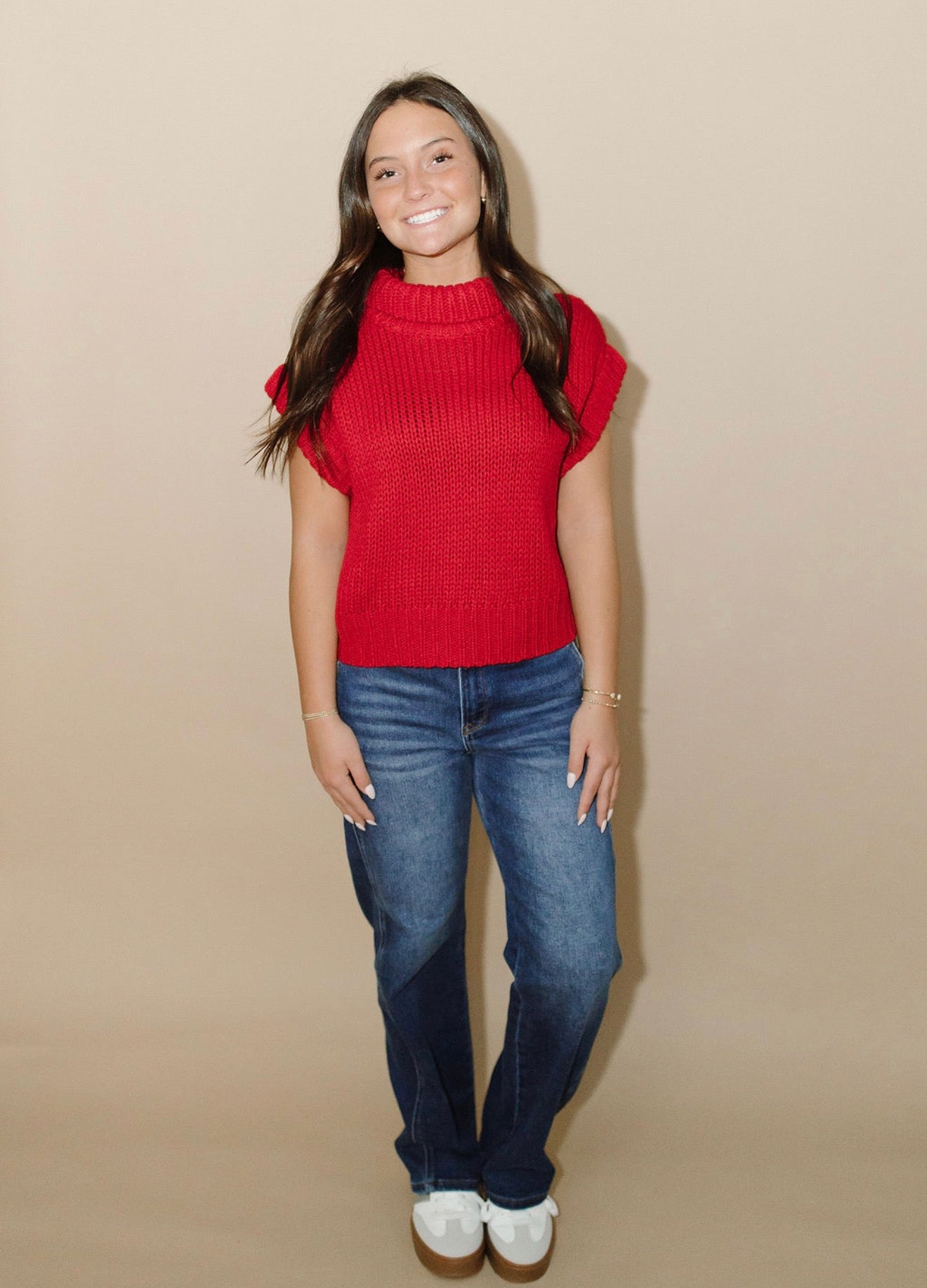Crimson Cowl-neck Sweater