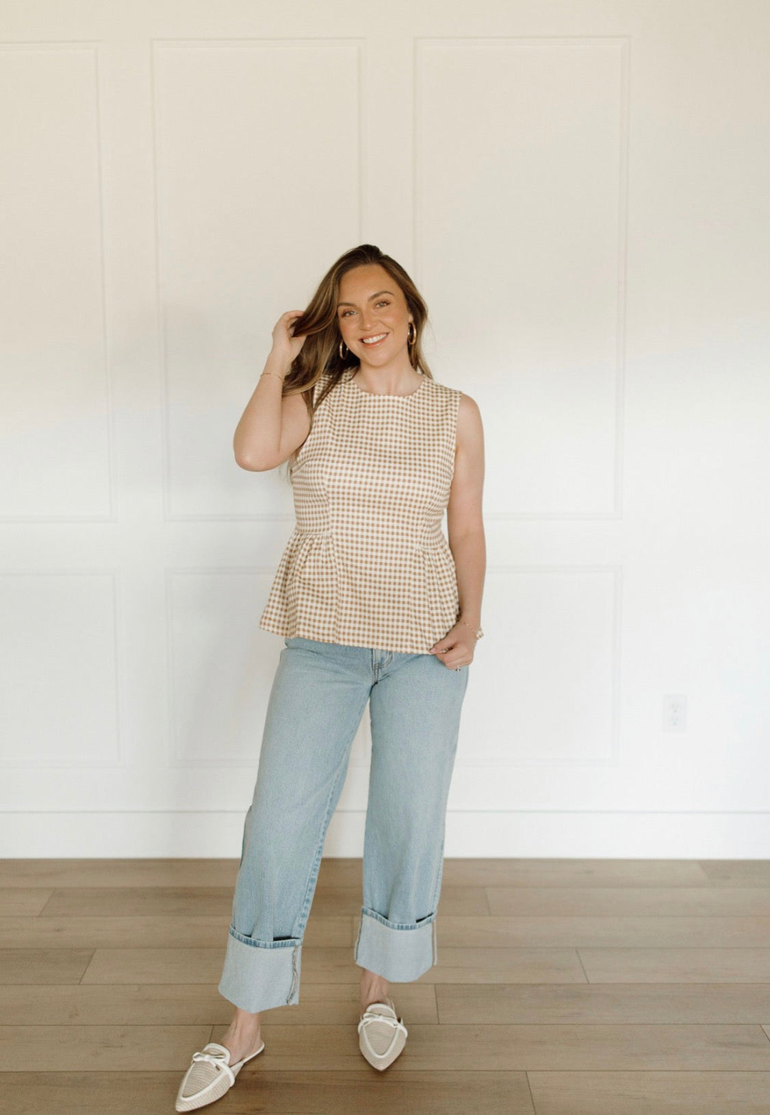 Peplum & Plaid Top