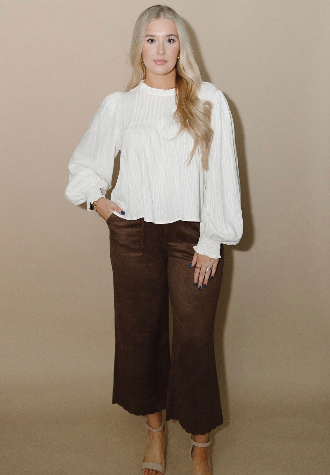 Scalloped Suede Pant