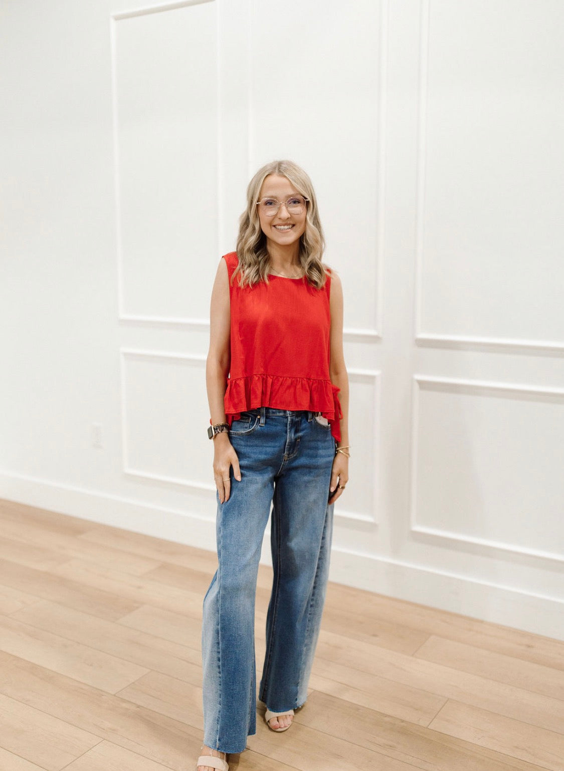 Ruffle Me Red Tank