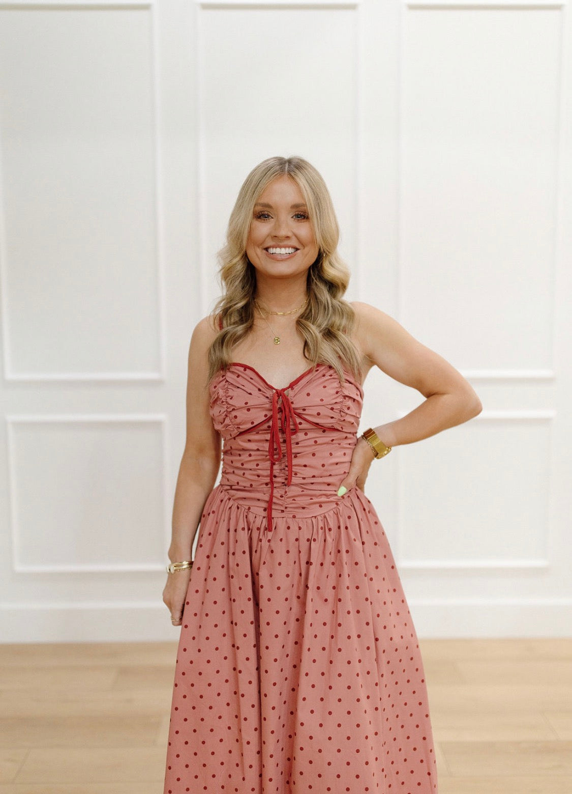 Red Velvet Dot Dress