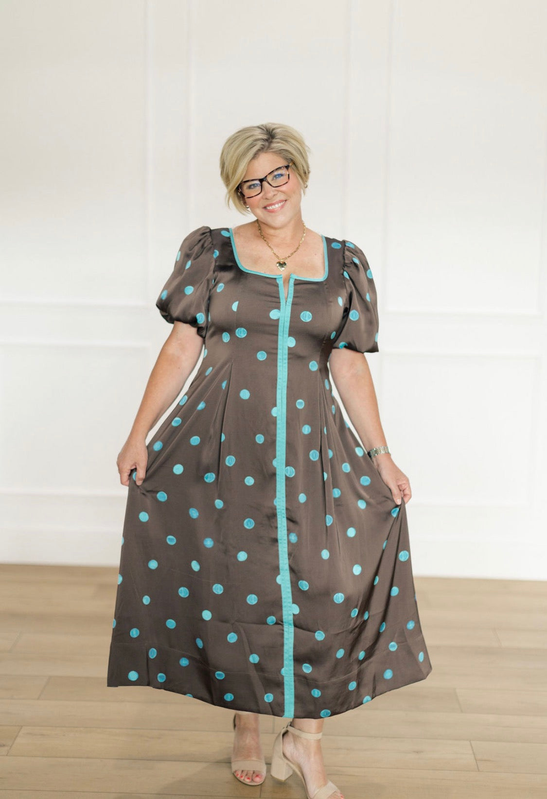 Tealline Reverie Polka Dress