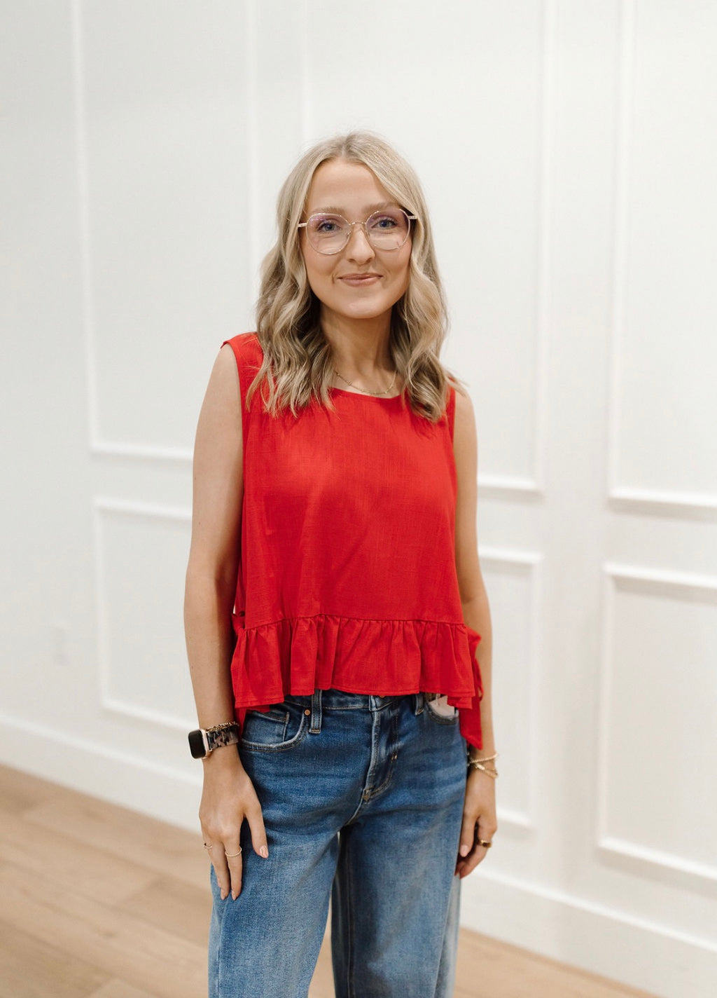 Ruffle Me Red Tank