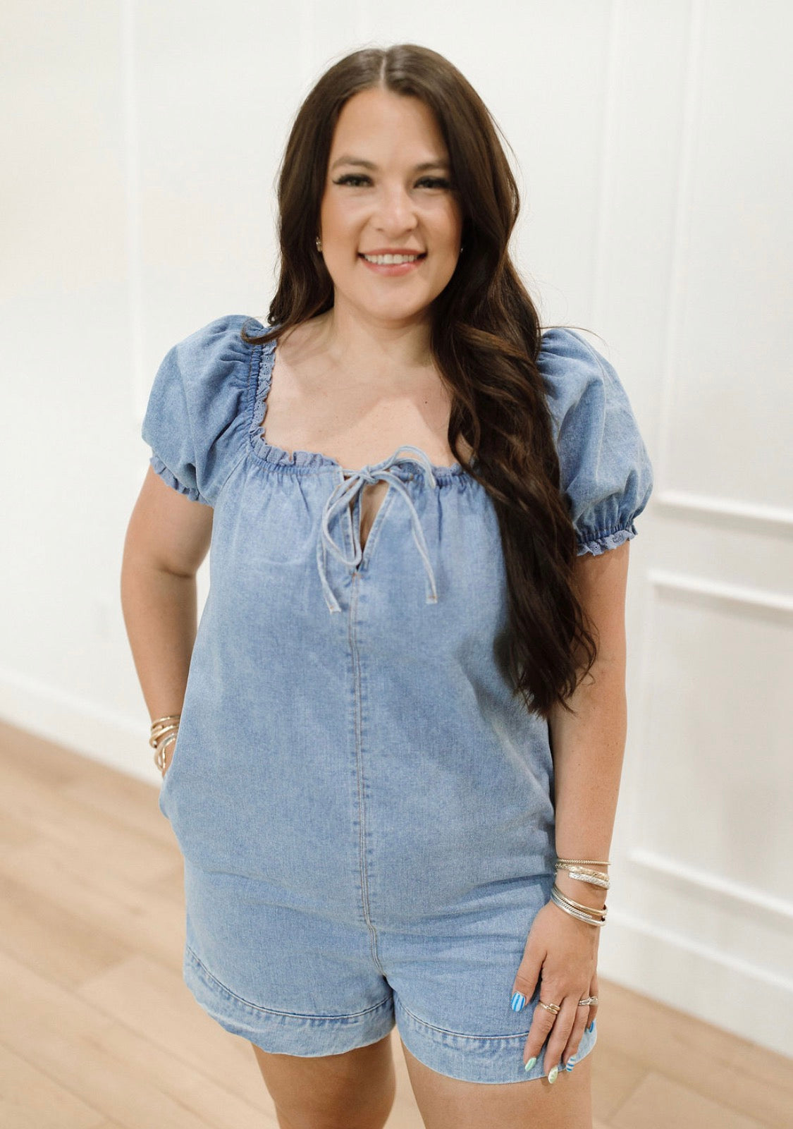 Ruffle Me Denim Romper