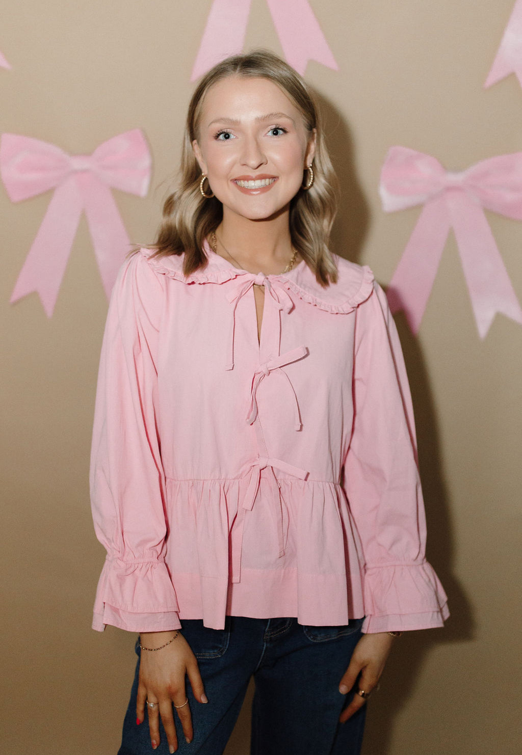 Rosé Ruffle Blouse