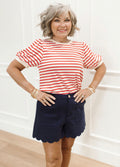 Scarlet Stripe Puff Top