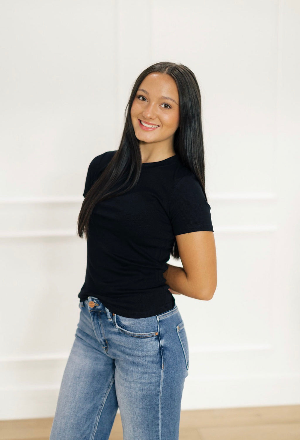 Everyday Black Micro-Ribbed Top