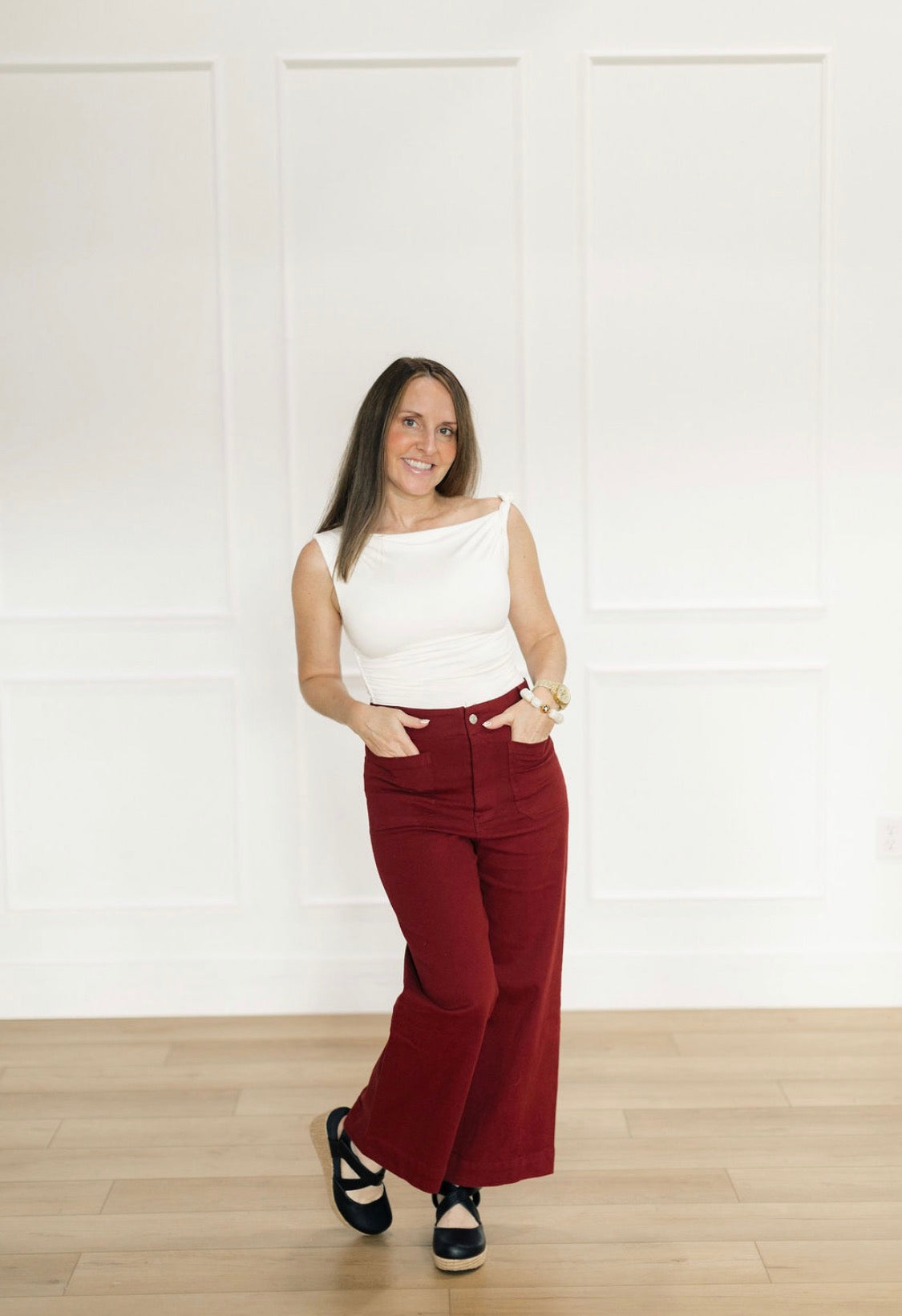 The Daily Darling Pant in Burgundy