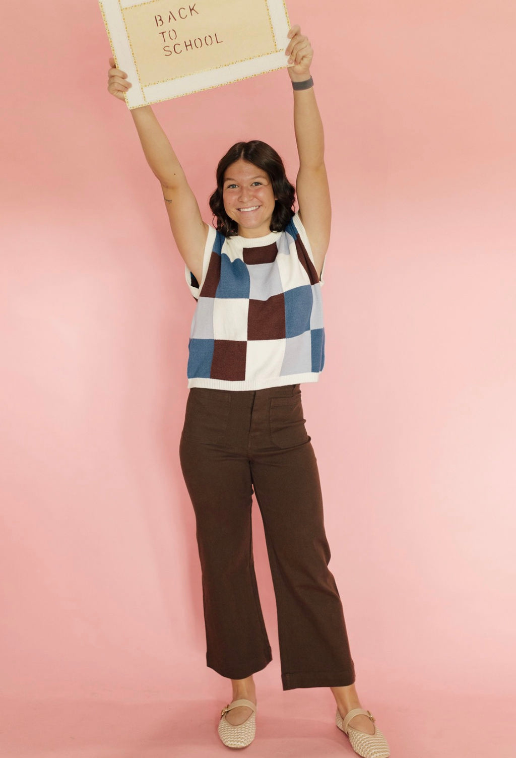 Autumn Check Sweater Top