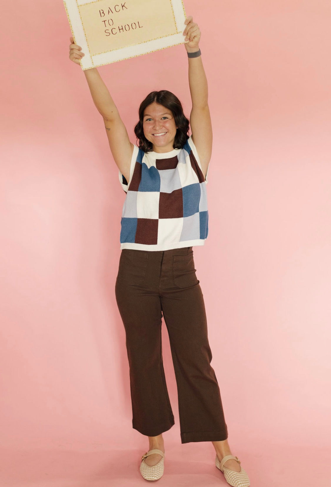 Autumn Check Sweater Top