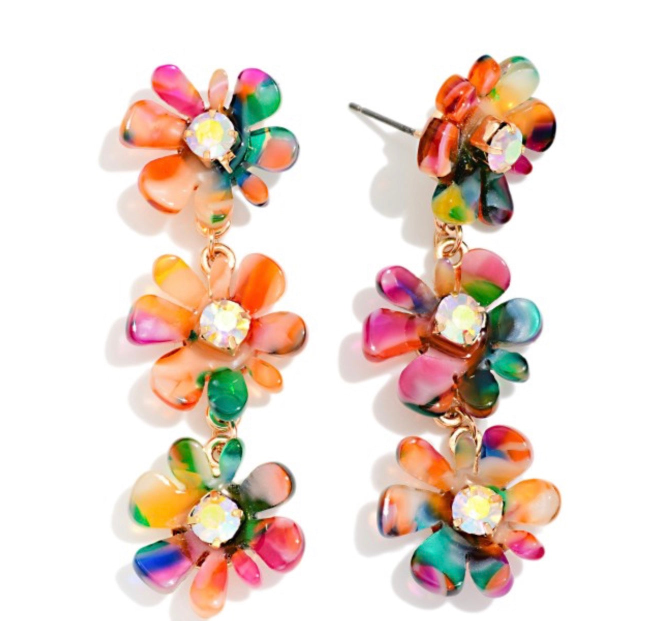 Multi Flower Linked Earring