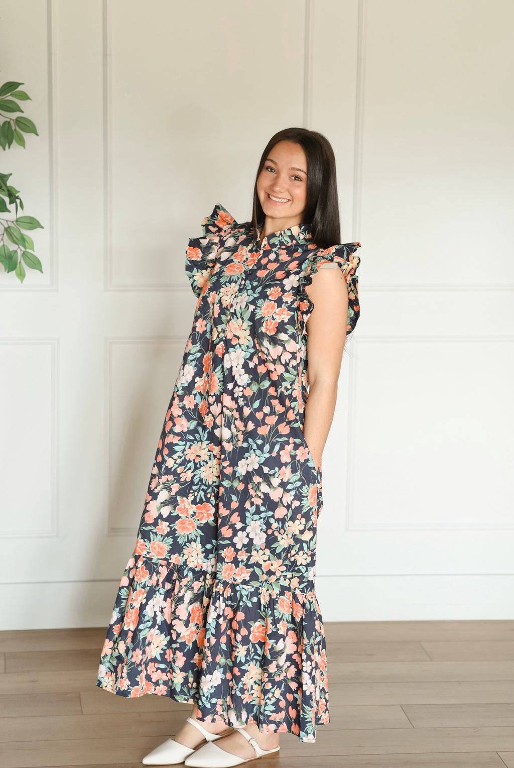 Coral Mint Blossom Dress
