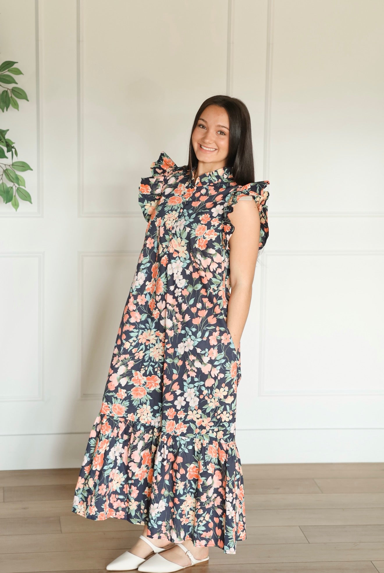 Coral Mint Blossom Dress