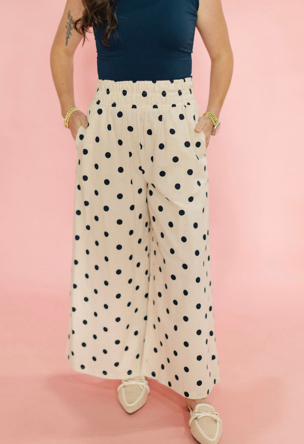 Navy Classic Dot Pants
