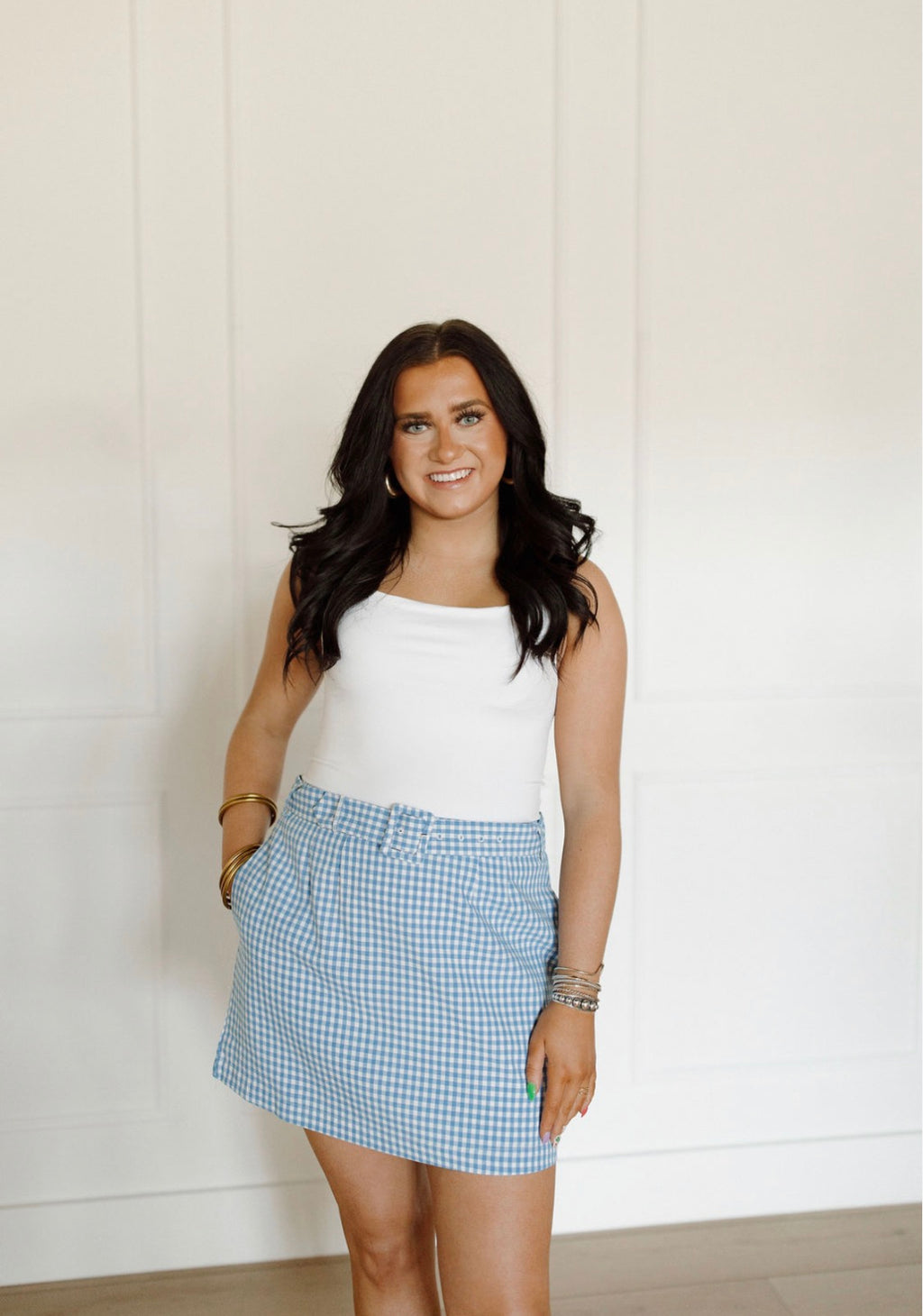 The Bluebell Gingham Belted Skirt